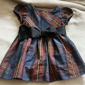 Ralph Lauren Kids Dress in Plaid with Black Bow Sz. 9 months